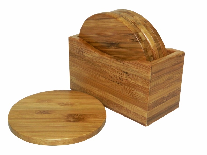 Ultimate Bamboo Coaster Set with Holder - Eco-Friendly Tabletop Protection